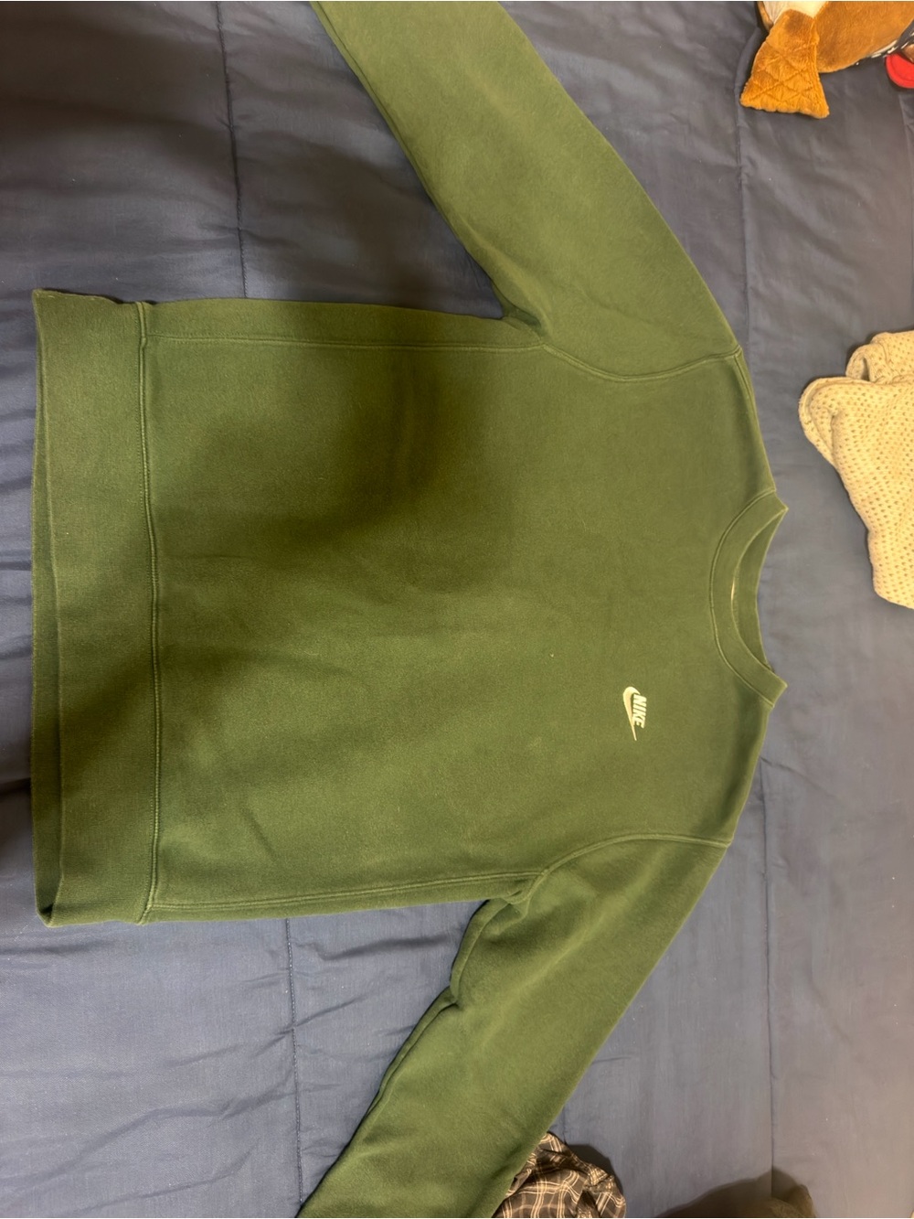 Nike Olive Crewneck Sweatshirt with White Swoosh